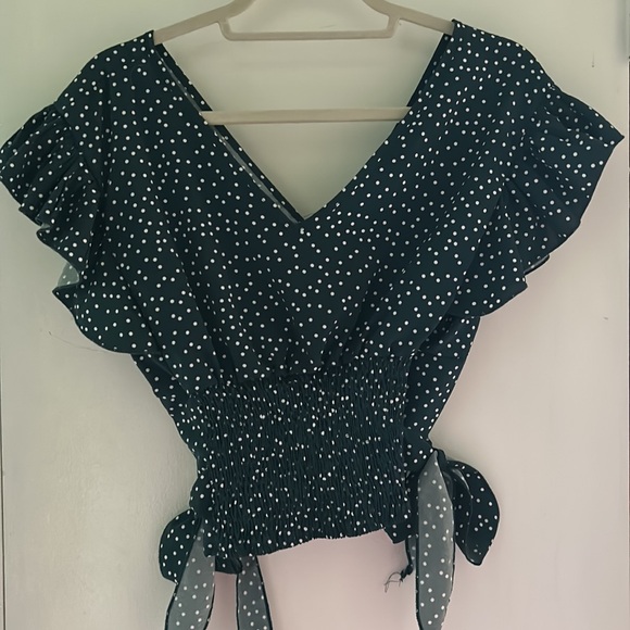 Dark Green Polka Dot Top - Picture 2 of 5